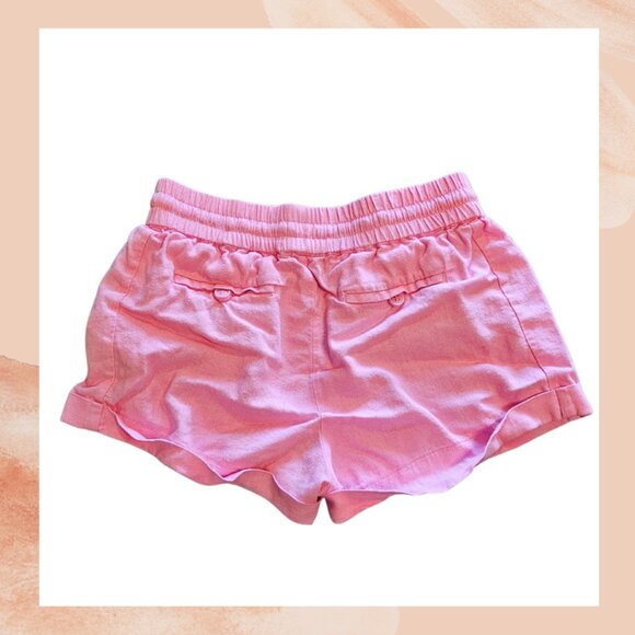 Love Tree Bright Pink Linen Cuffed Drawstring Shorts - Picture 3 of 4